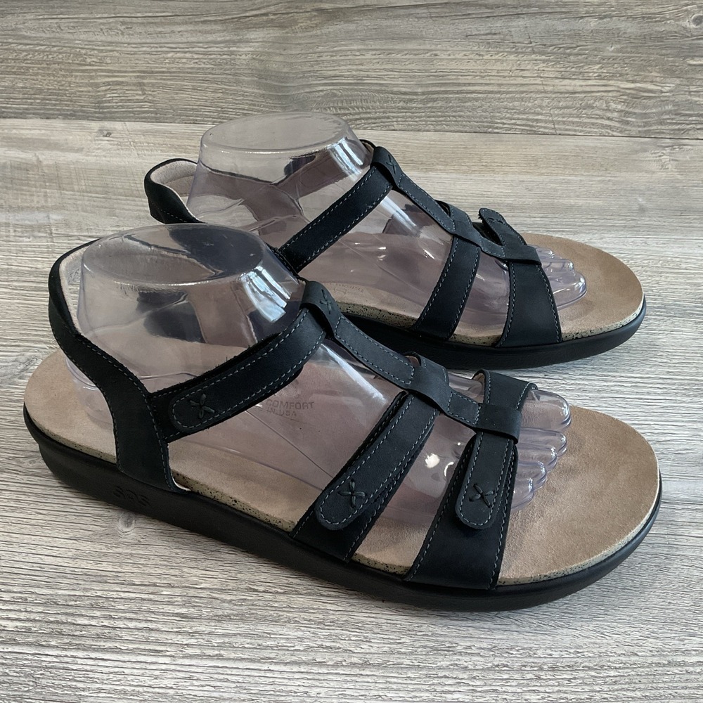 SAS Womens Sorrento T-Strap Sandals Tripad Comfort Matte Black Size 11 M US